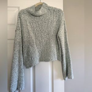 Anthropologie cowl neck knit sweater- light blue